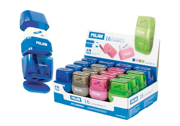 COMPACT TWO HOLE SHARPENER & ERASER